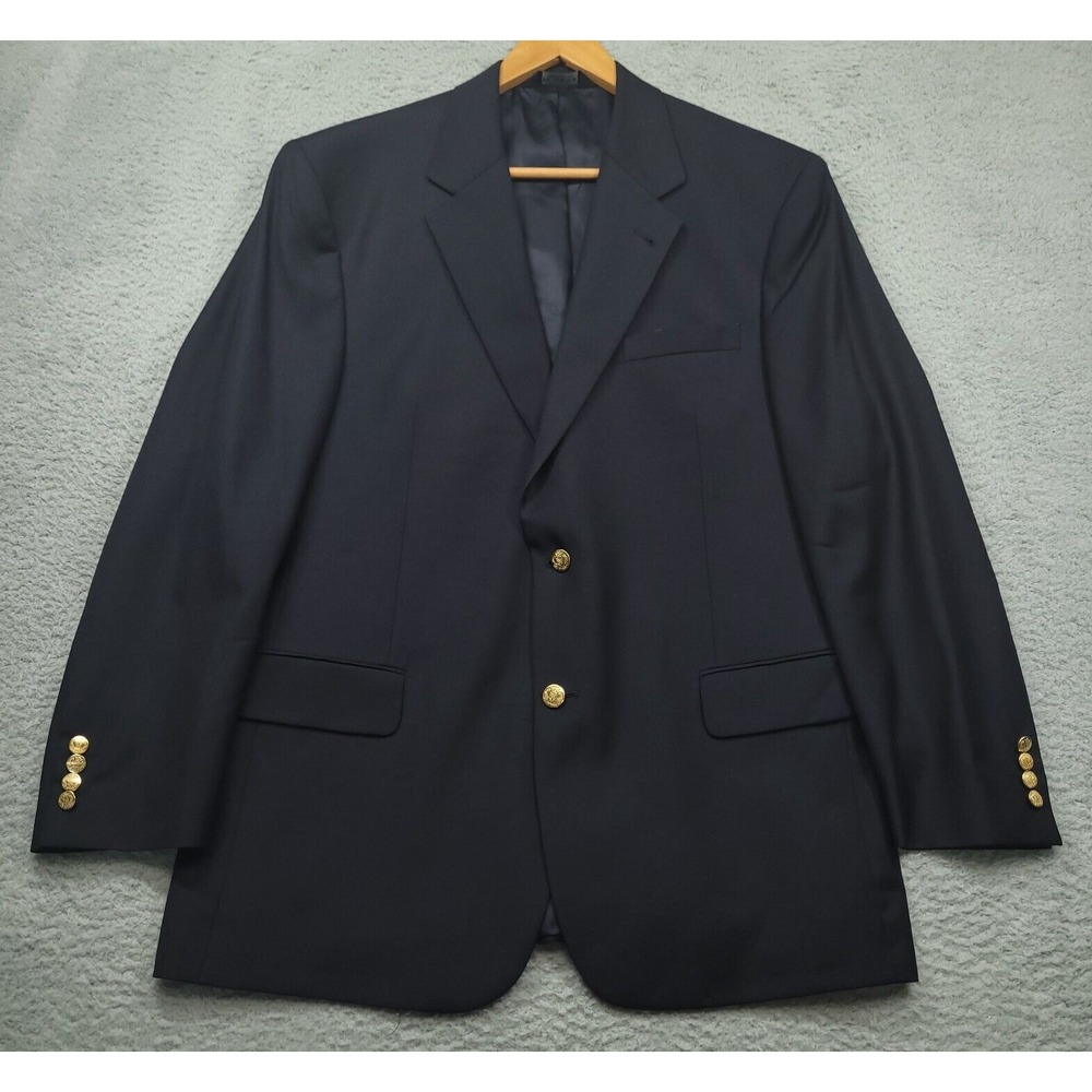 Jos A Bank Signature Collection Superfine Men's 44R (46) Blazer Wool Gold Button